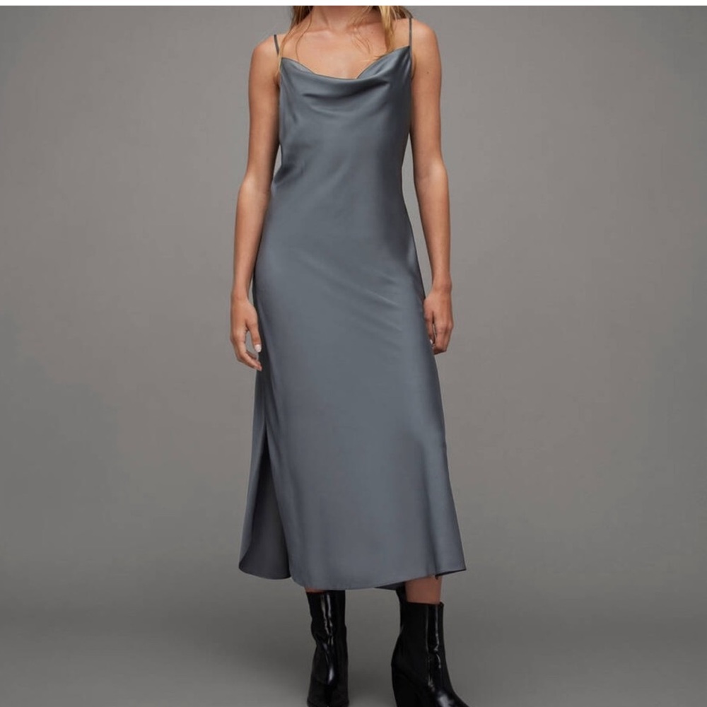 Anthropologie Elyse Bias Midi Slip Dress Carbon (Gray) Size L